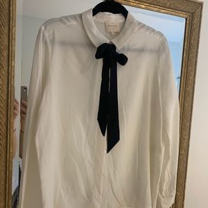 Sezane Silk Blouse with Tie